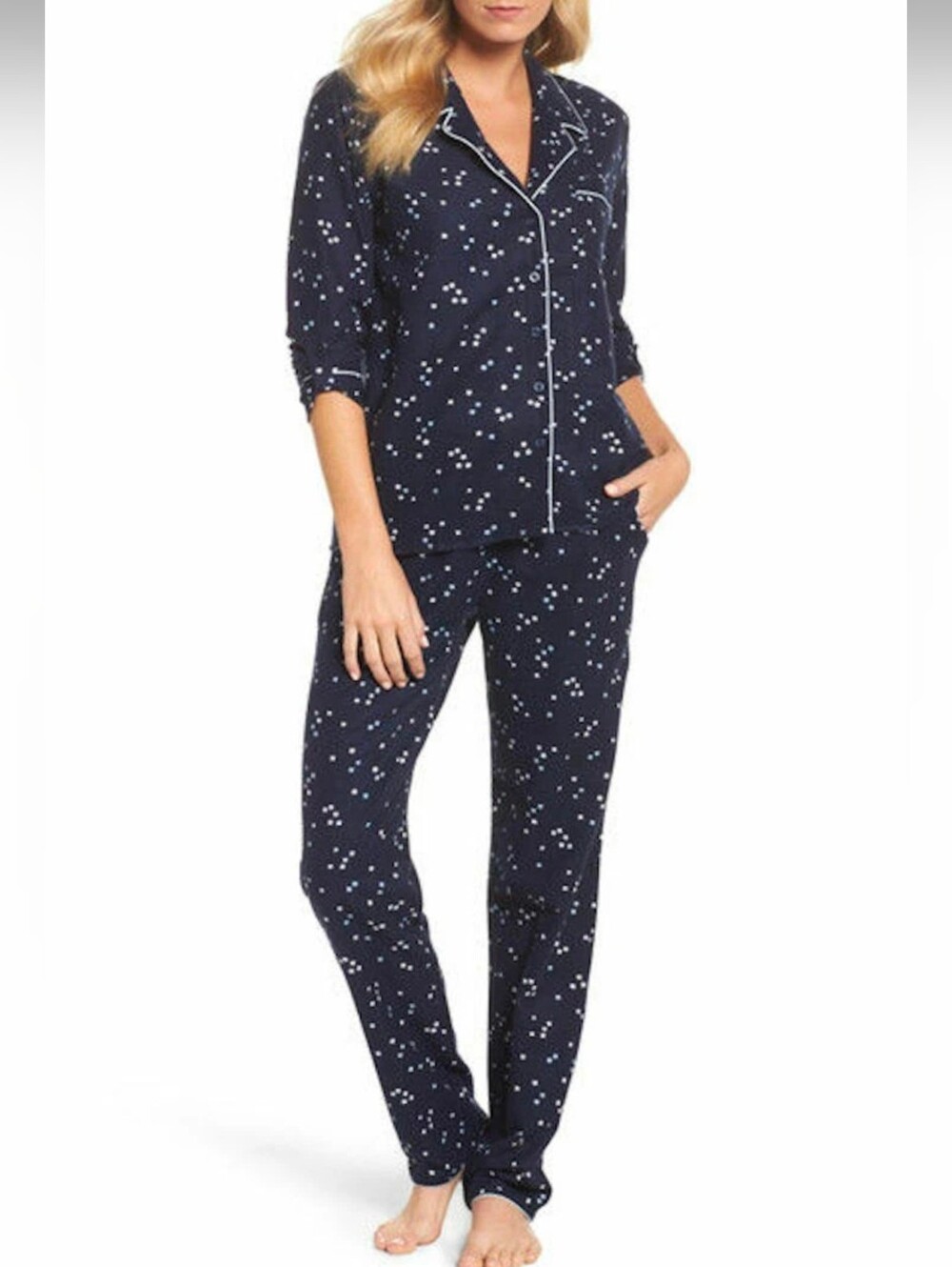 Nordstrom Soft Flannel Pajama Set, Navy Blue Stars Pajamas